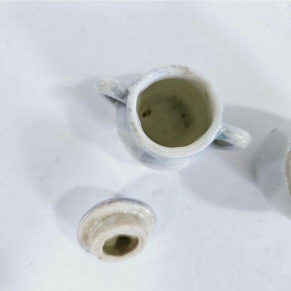 Vintage Blue Lusterware Iridescent Opalescent Ceramic Dollhouse Mini Creamer Tea - Picture 5 of 7